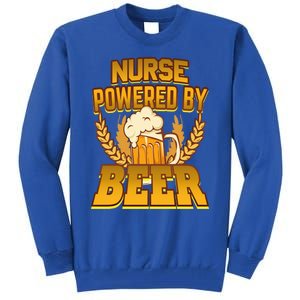 Nurse Powered By Beer Nursing Humor Cool Gift Tall Sweatshirt