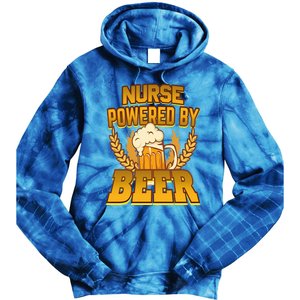 Nurse Powered By Beer Nursing Humor Cool Gift Tie Dye Hoodie