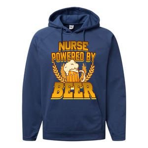 Nurse Powered By Beer Nursing Humor Cool Gift Performance Fleece Hoodie