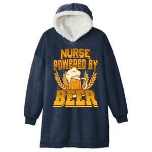 Nurse Powered By Beer Nursing Humor Cool Gift Hooded Wearable Blanket