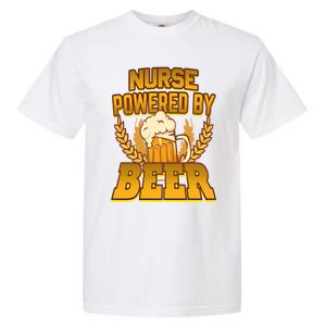 Nurse Powered By Beer Nursing Humor Cool Gift Garment-Dyed Heavyweight T-Shirt