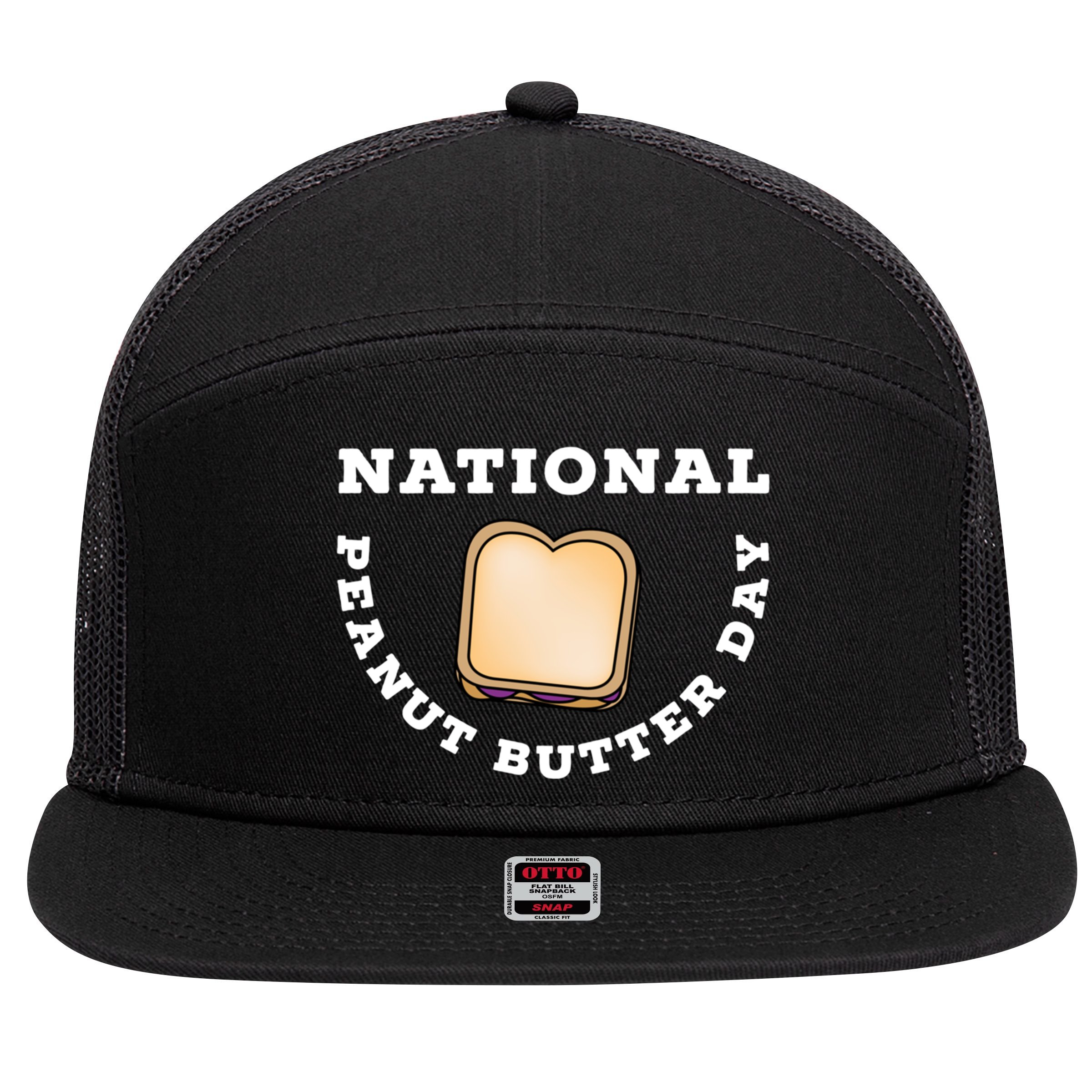 National Peanut Butter Day Peanut Butter And Jelly Sandwich Meaningful Gift 7 Panel Mesh Trucker Snapback Hat