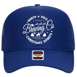 North Pole Brewing Co Christmas Spirits Funny Christmas High Crown Mesh Back Trucker Hat