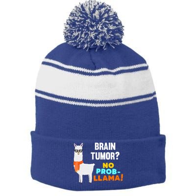 No Probgiftllama Brain Tumor Survivor Recovery Get Well Funny Gift Cool Gift Stripe Pom Pom Beanie