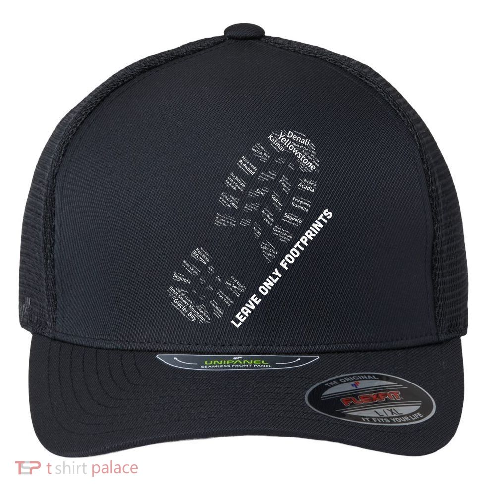 National Parks Boot Print Listing All National Parks Flexfit Unipanel Trucker Cap