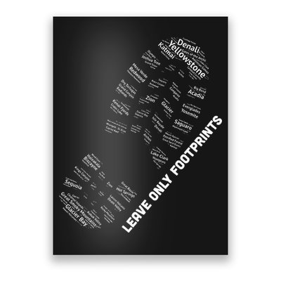 National Parks Boot Print Listing All National Parks Poster