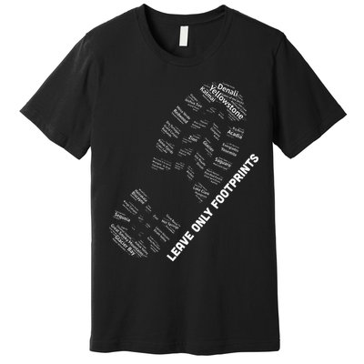 National Parks Boot Print Listing All National Parks Premium T-Shirt