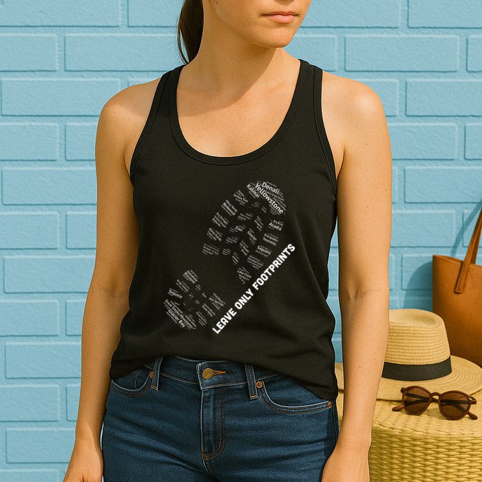 National Parks Boot Print Listing All National Parks Womens Tank Top