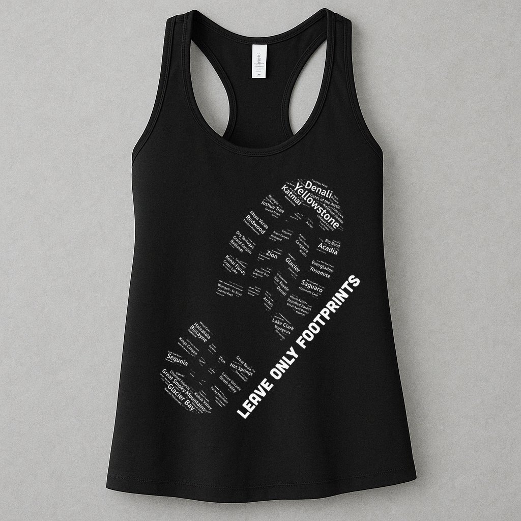 National Parks Boot Print Listing All National Parks Womens Tank Top