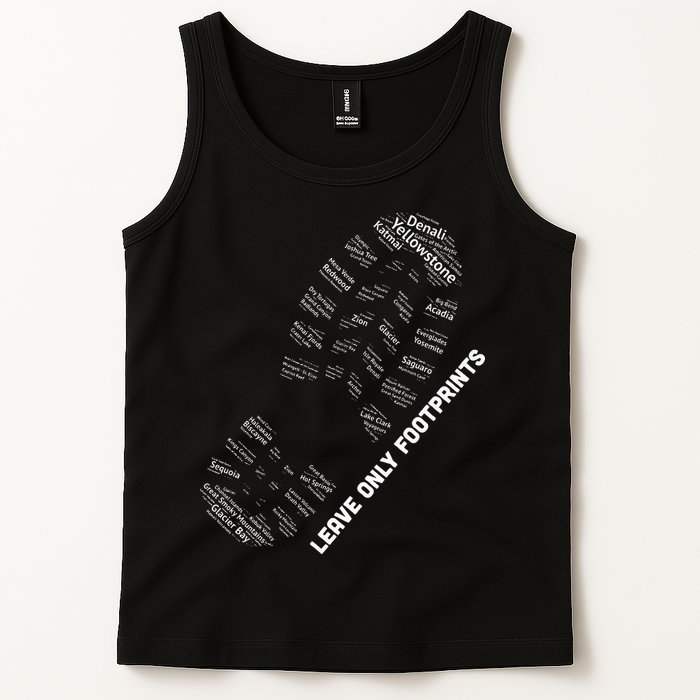 National Parks Boot Print Listing All National Parks Tank Top