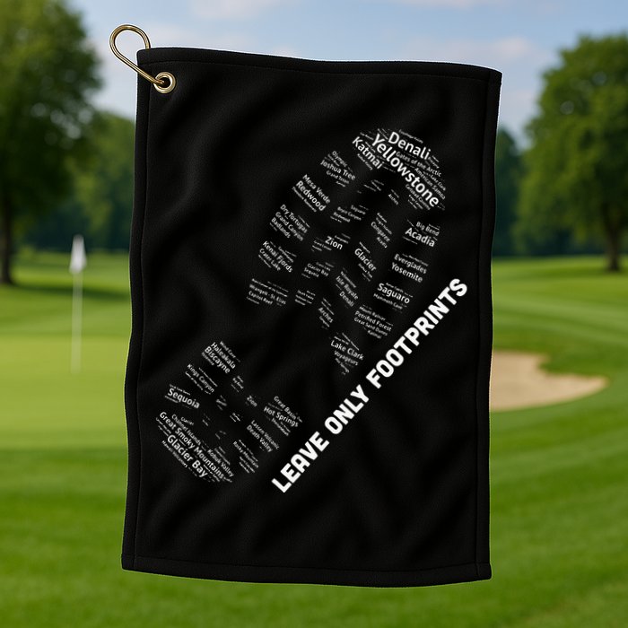 National Parks Boot Print Listing All National Parks Golf Towel