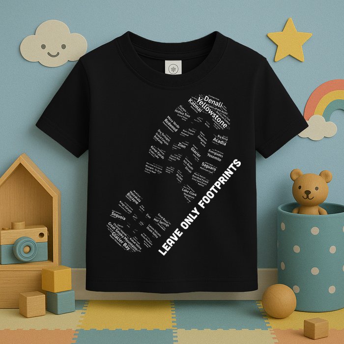 National Parks Boot Print Listing All National Parks Toddler T-Shirt