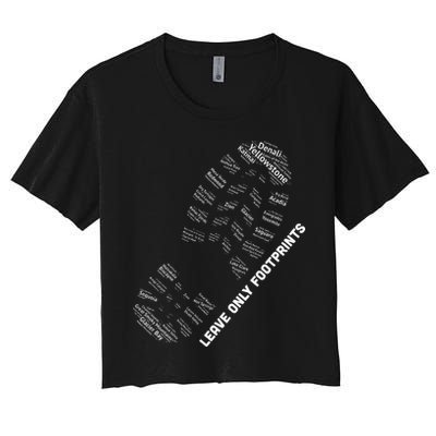 National Parks Boot Print Listing All National Parks Crop Top