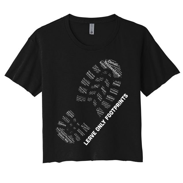 National Parks Boot Print Listing All National Parks Crop Top