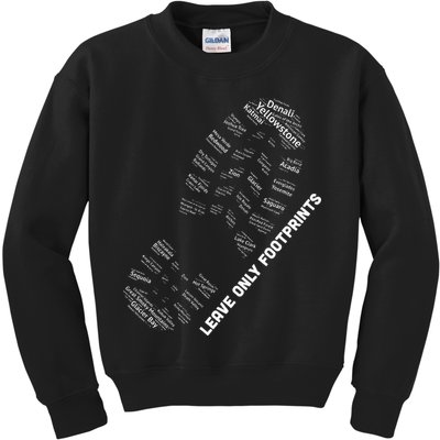 National Parks Boot Print Listing All National Parks Kids Sweatshirt