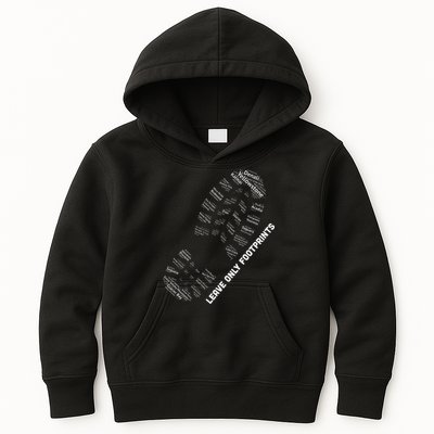 National Parks Boot Print Listing All National Parks Kids Hoodie
