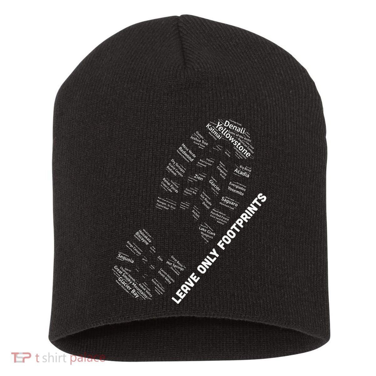 National Parks Boot Print Listing All National Parks Short Acrylic Beanie