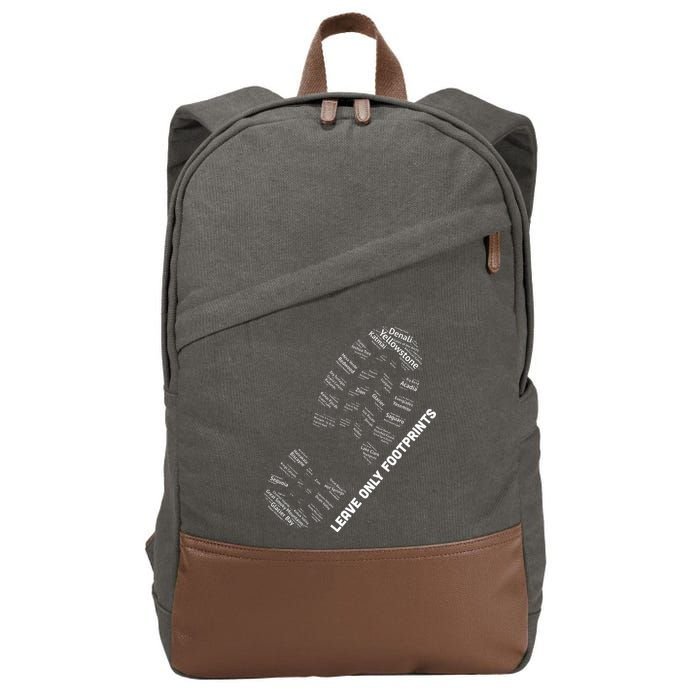 National Parks Boot Print Listing All National Parks Cotton Canvas Backpack