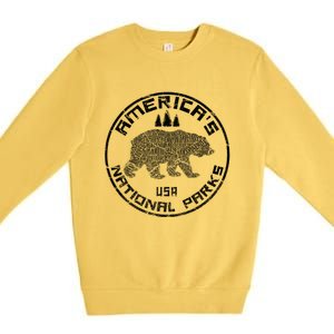 National Parks Bear Hiking Travel Camping Outdoors Retro Usa Premium Crewneck Sweatshirt