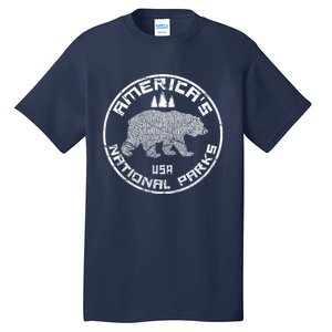 National Parks Bear Hiking Travel Camping Outdoors Retro Usa Tall T-Shirt