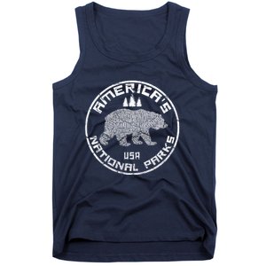 National Parks Bear Hiking Travel Camping Outdoors Retro Usa Tank Top