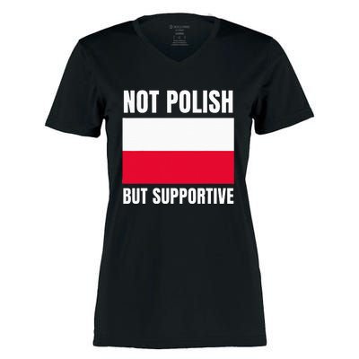 Not Polish But Supportive Poland Flag Support Women's Momentum V-Neck T-Shirt