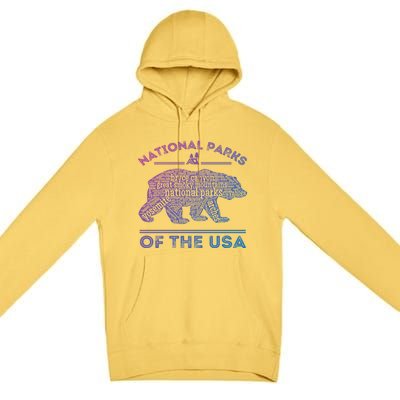 National Parks Bear Hiking Travel Camping Outdoors Retro Usa Cool Gift Premium Pullover Hoodie