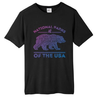 National Parks Bear Hiking Travel Camping Outdoors Retro Usa Cool Gift Tall Fusion ChromaSoft Performance T-Shirt