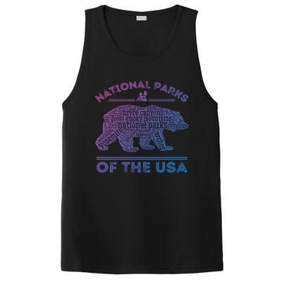 National Parks Bear Hiking Travel Camping Outdoors Retro Usa Cool Gift PosiCharge Competitor Tank