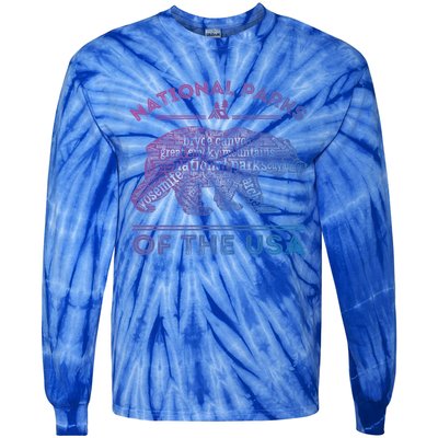 National Parks Bear Hiking Travel Camping Outdoors Retro Usa Cool Gift Tie-Dye Long Sleeve Shirt