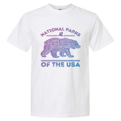 National Parks Bear Hiking Travel Camping Outdoors Retro Usa Cool Gift Garment-Dyed Heavyweight T-Shirt