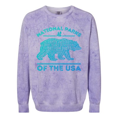 National Parks Bear Hiking Travel Camping Outdoors Retro Usa Cool Gift Colorblast Crewneck Sweatshirt