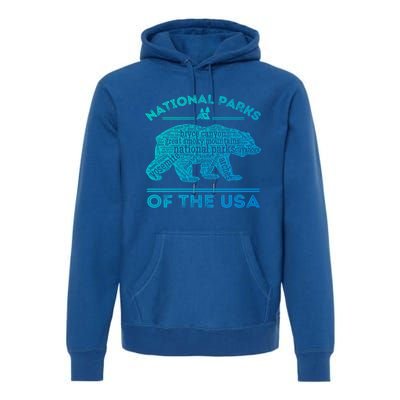 National Parks Bear Hiking Travel Camping Outdoors Retro Usa Cool Gift Premium Hoodie