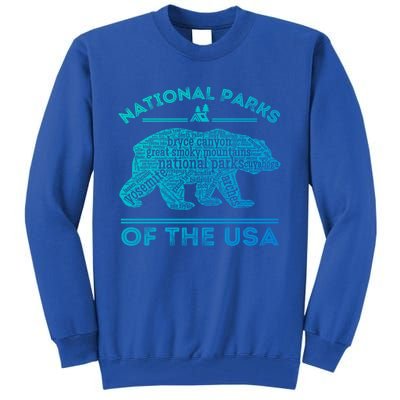 National Parks Bear Hiking Travel Camping Outdoors Retro Usa Cool Gift Tall Sweatshirt