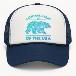 National Parks Bear Hiking Travel Camping Outdoors Retro Usa Cool Gift Trucker Hat