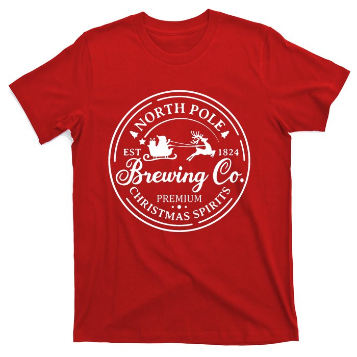 North Pole Brewing Co Shirt Santa Sleigh Rides Christmas T-Shirt