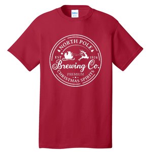 North Pole Brewing Co Shirt Santa Sleigh Rides Christmas Tall T-Shirt