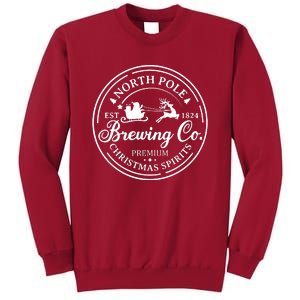 North Pole Brewing Co Shirt Santa Sleigh Rides Christmas Tall Sweatshirt