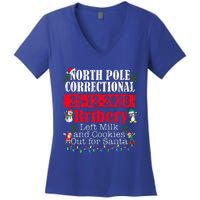 North Pole Correctional Bribery Left Milk Cookies For Santa Women's V-Neck T-Shirt