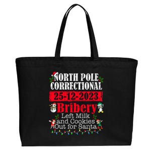 North Pole Correctional Bribery Left Milk Cookies For Santa Cotton Canvas Jumbo Tote