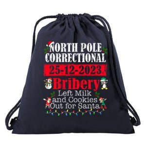 North Pole Correctional Bribery Left Milk Cookies For Santa Drawstring Bag