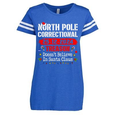 North Pole Correctional Treason DoesnT Believe Santa Claus Enza Ladies Jersey Football T-Shirt