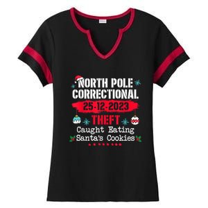 North Pole Correctional Theft Caught Eating SantaS Cookies Ladies Halftime Notch Neck Tee