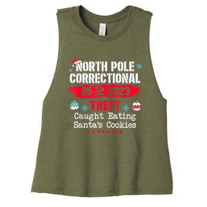 North Pole Correctional Theft Caught Eating SantaS Cookies Women's Racerback Cropped Tank