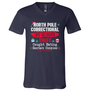 North Pole Correctional Theft Caught Eating SantaS Cookies V-Neck T-Shirt