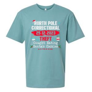 North Pole Correctional Theft Caught Eating SantaS Cookies Sueded Cloud Jersey T-Shirt