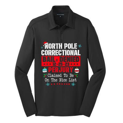 North Pole Correctional Claimed to be on the Nice List  Silk Touch Performance Long Sleeve Polo