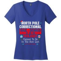 North Pole Correctional Claimed to be on the Nice List  Women's V-Neck T-Shirt