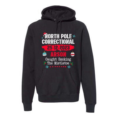 North Pole Correctional Arson Caught Smoking The Mistletoe Premium Hoodie