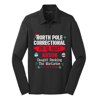 North Pole Correctional Arson Caught Smoking The Mistletoe Silk Touch Performance Long Sleeve Polo